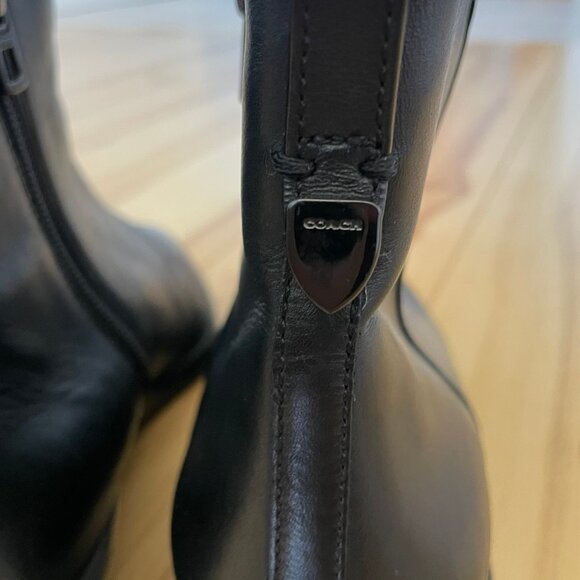 COACH Carmen Black Leather Booties Boots Zipper Pull Heel A01541 Women Size 9 B - Picture 6 of 16